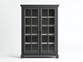 Vitrine - bois - verre - métal - 118x40x188 cm - gris anthracite - style classique