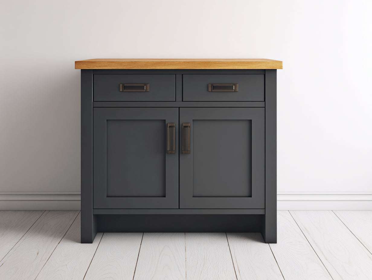 Buffet - bois - 96x40x78 cm - anthracite-bois naturel - style campagne contemporain