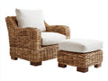 Fauteuil en rotin - rotin-textile-bois - 90x86x85 cm - miel naturel-crème-bois brun - style lounge naturel