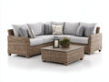 Canapé de jardin-rotin-tissu-bois-240x240x85 cm-beige-gris-style moderne extérieur