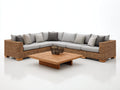Canapé de jardin-rotin-tissu-bois-280x220x85 cm-naturel-beige-style moderne extérieur