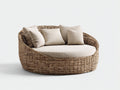 Canapé de jardin-rotin-tissu-190x150x75 cm-beige-naturel-style lounge extérieur