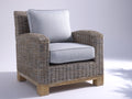 Fauteuil en rotin - rotin-textile-bois - 88x86x82 cm - gris naturel-gris clair-bois clair - style lounge naturel