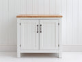 Buffet - bois - 112x40x80 cm - blanc-bois naturel - style campagne moderne