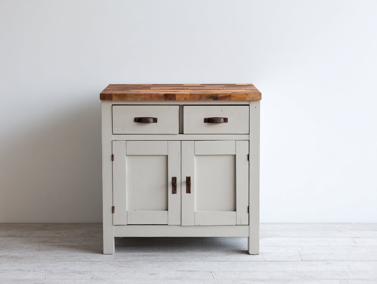 Buffet - bois - 102x41x81 cm - gris clair-bois naturel - style rustique moderne