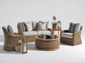Canapé de jardin-rotin-tissu-bois-195x80x85 cm-beige-gris-style lounge extérieur