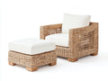 Fauteuil en rotin - rotin-textile-bois - 90x86x82 cm - beige naturel-crème-bois clair - style lounge naturel