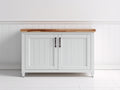 Buffet - bois - 120x40x78 cm - blanc-bois naturel - style campagne moderne