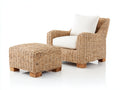 Fauteuil en rotin - rotin-textile-bois - 94x90x86 cm - beige naturel-crème-bois brun - style lounge naturel