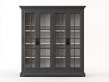 Vitrine - bois - verre - métal - 178x44x190 cm - gris anthracite - style classique