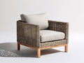 Fauteuil en rotin - rotin-textile-bois - 85x82x78 cm - beige naturel-crème-bois brun - style lounge naturel
