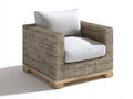 Fauteuil en rotin - rotin-textile-bois - 88x88x80 cm - beige naturel-gris clair-bois clair - style lounge naturel