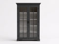 Vitrine - bois d'ingénierie - verre - métal - 112x39x184 cm - gris anthracite - style classique