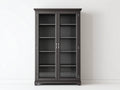 Vitrine - MDF - verre - 105x42x182 cm - gris anthracite - style classique