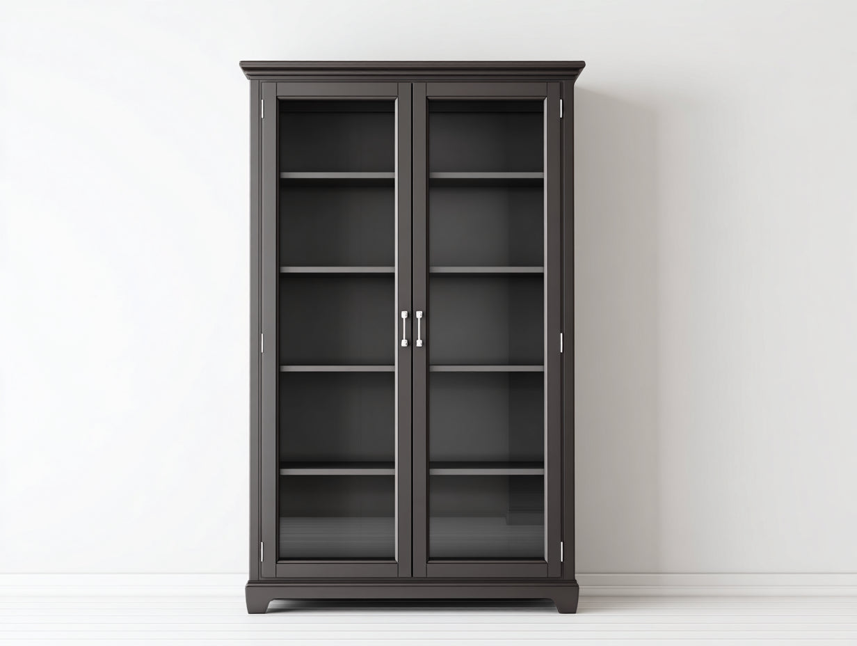 Vitrine - MDF - verre - 105x42x182 cm - gris anthracite - style classique
