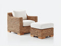 Fauteuil en rotin - rotin-textile-bois - 95x91x85 cm - miel naturel-crème-bois brun - style lounge naturel