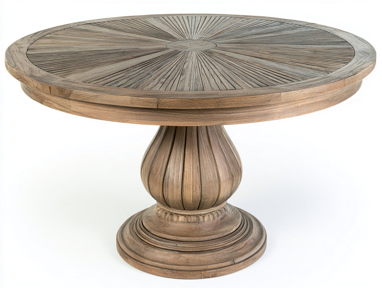 Table de jardin - bois massif - 118x118x77 cm - brun grisé - style vintage
