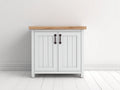 Buffet - bois - 98x40x78 cm - blanc-bois naturel - style campagne moderne