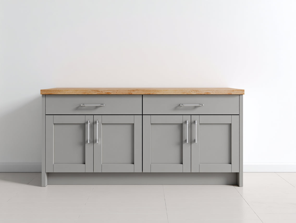 Buffet - bois - 150x45x85 cm - gris-bois naturel - style contemporain