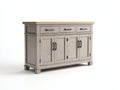 Buffet - bois - 168x46x86 cm - gris clair-bois naturel - style rustique contemporain