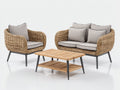Canapé de jardin-rotin résine-aluminium-bois-153x72x80 cm-beige-gris-style moderne extérieur